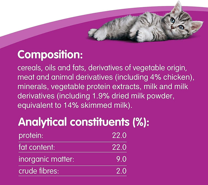 Whiskas Kitten 2-12 Months Milky Treats 55g - Crunchy & Soft Cat Snacks for Healthy Growth