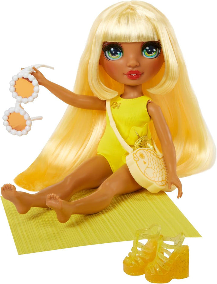 Rainbow High Swim & Style - Sunny (Yellow) - 28 cm Doll with Shimmery Wrap to St