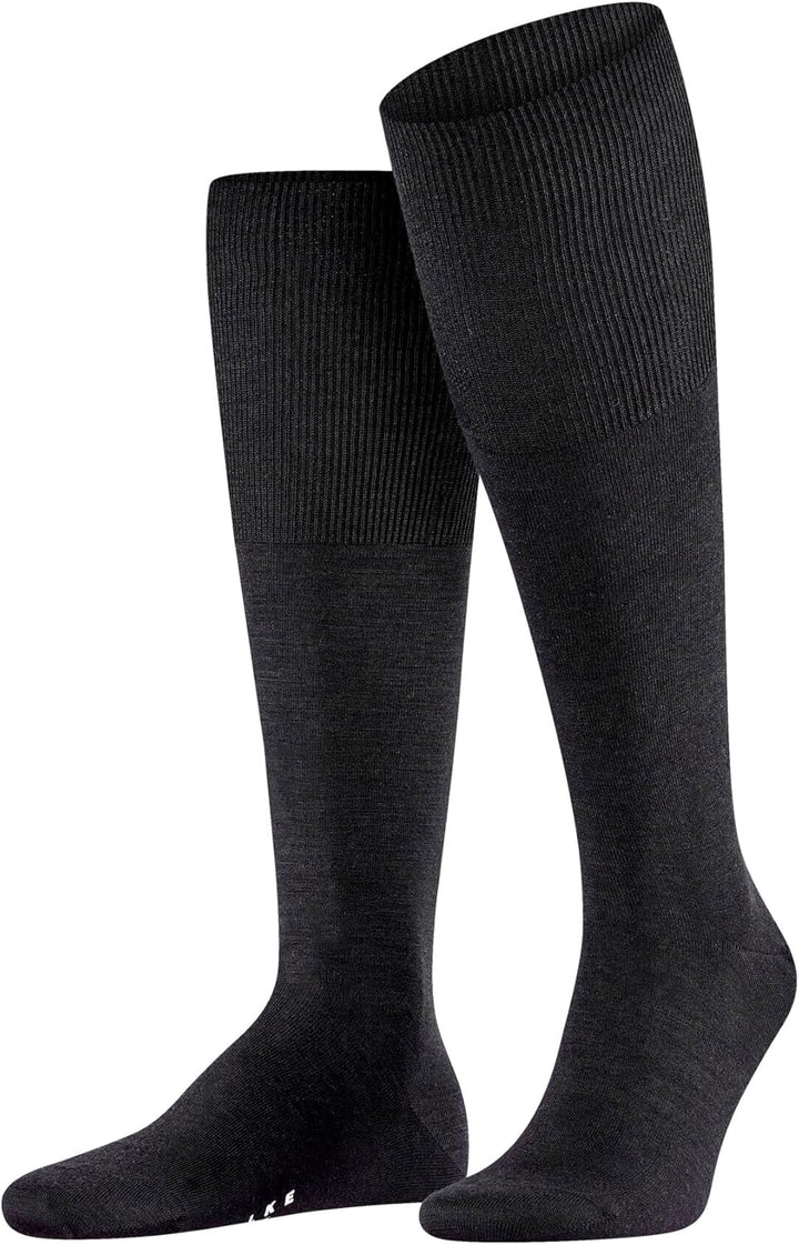 FALKE Men's Airport Socks - Wool Cotton Blend, Black (3000), Size 5.5-6.5, 1 Pair