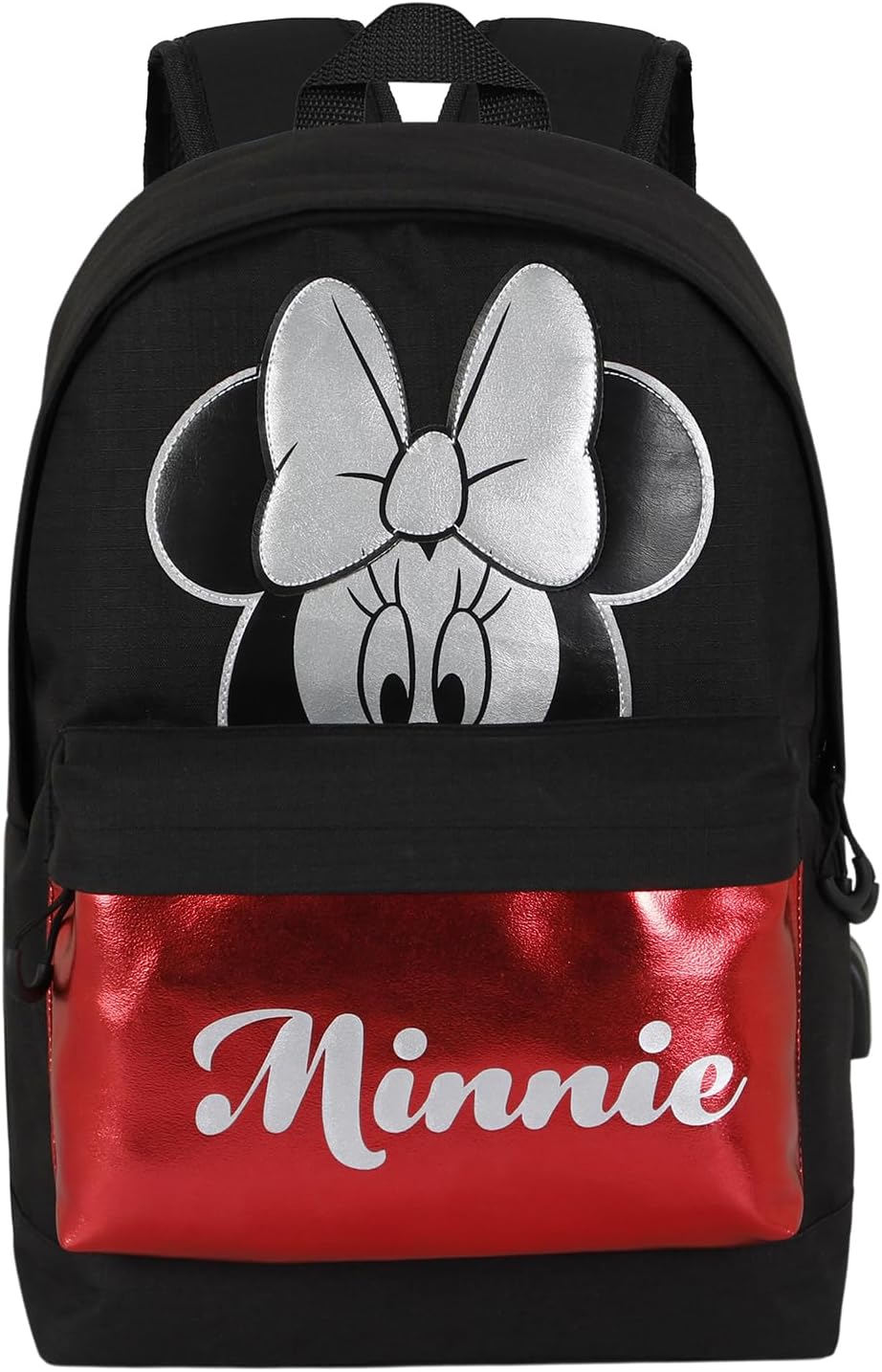 Minnie Mouse Sparkle-HS Silver Backpack, Black, 18 x 30 x 41 cm, Capacity 22 L