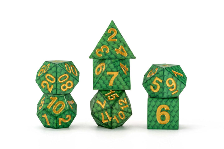 Metallic Dice Games Dragon StormTM Green Dragon Head Inclusion Silicone Dice Set (687700234272)