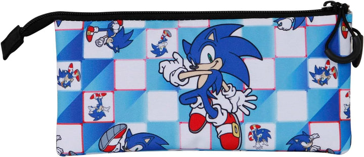 Sega-Sonic Blue Lay-2.0 Fan Triple Pencil Case, Blue