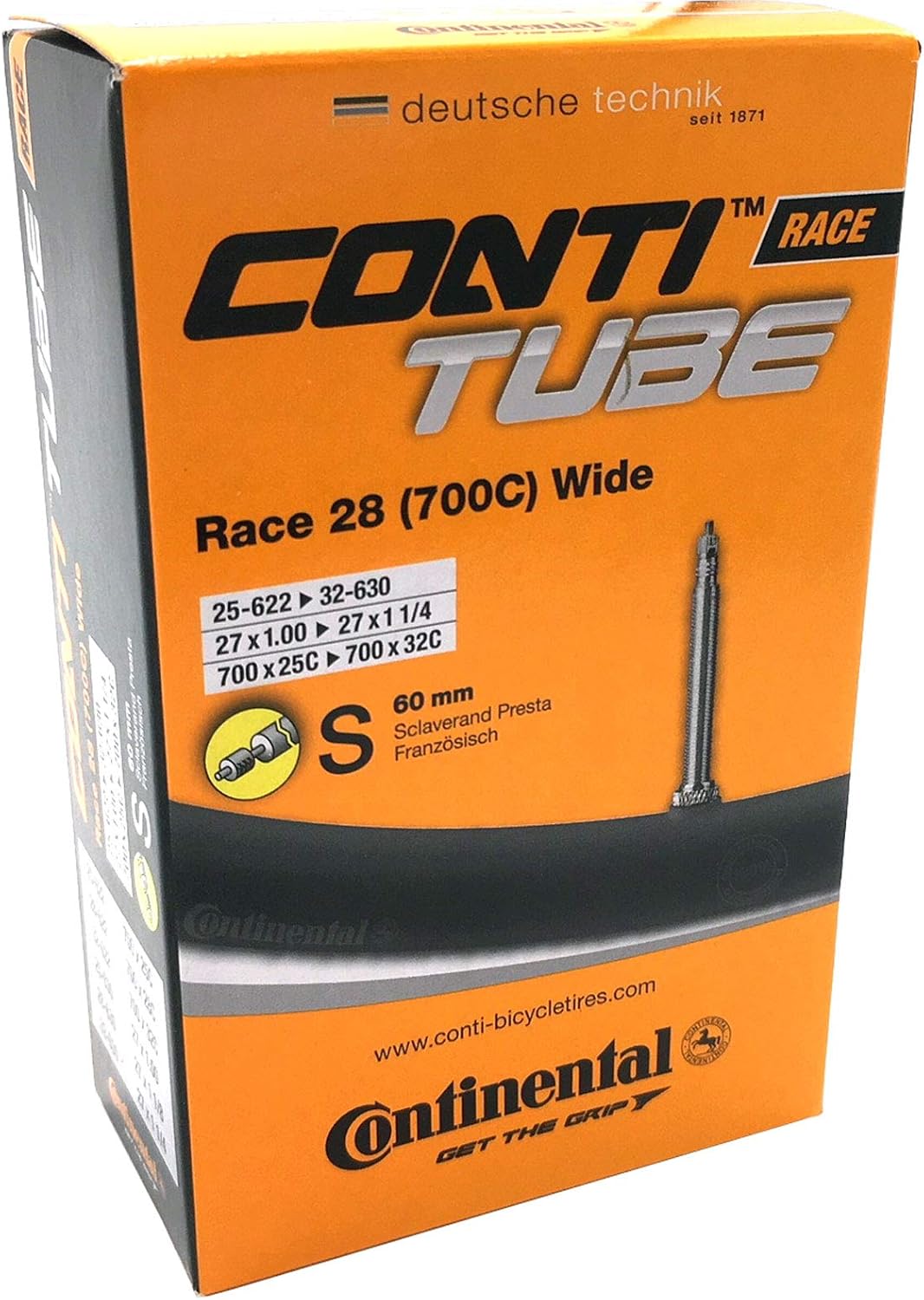 Continental Race 28 700 x 25-32c Bike Inner Tubes with Presta 60mm Valve (Set of 3)