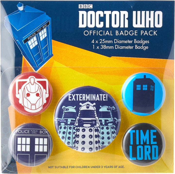 Pyramid International Doctor Who Exterminate Badge Set, Multi-Colour (10 x 12.5 cm)