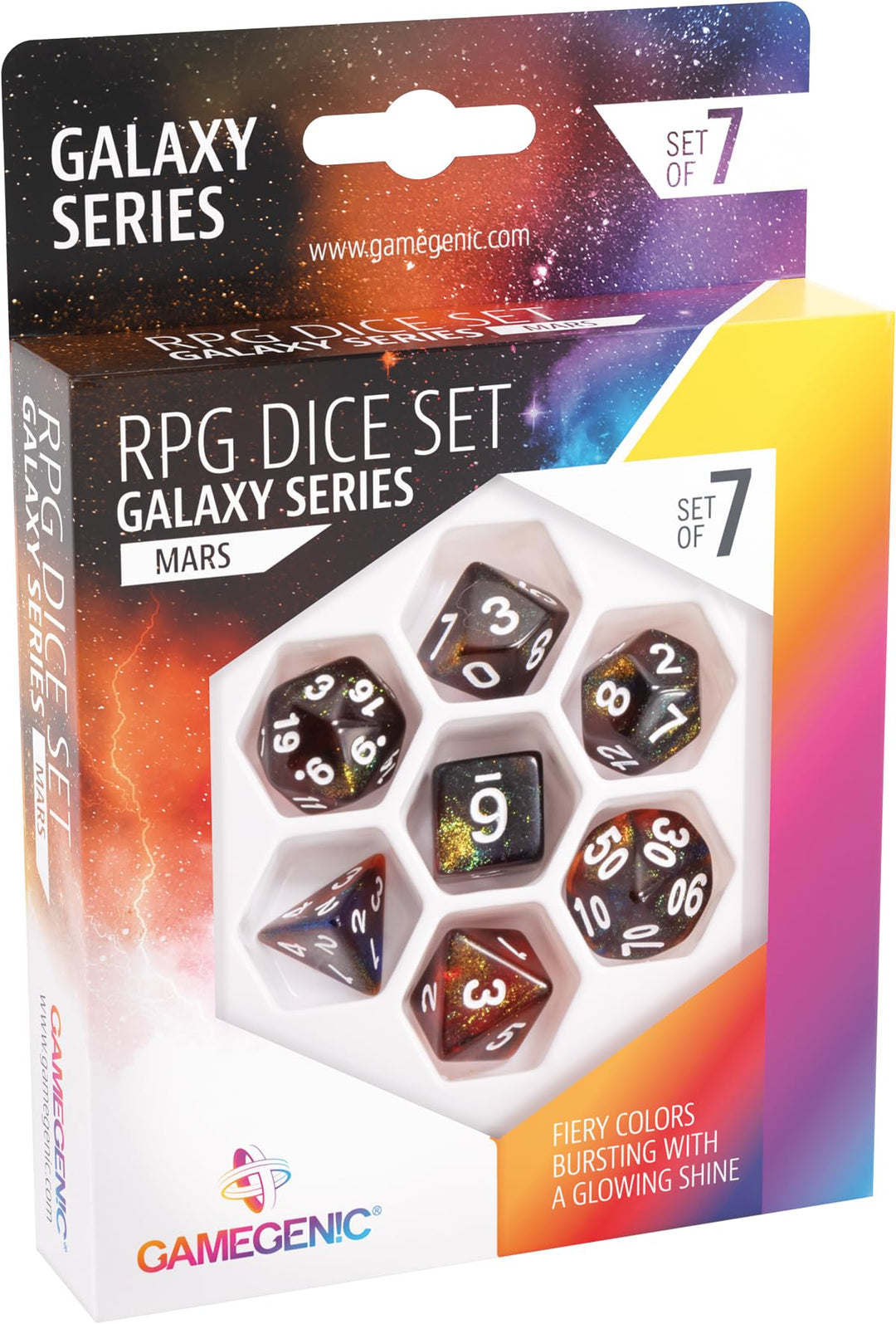 Asmodee Gamegenic Galaxy Series Mars RPG Dice Set (GGS50015ML)