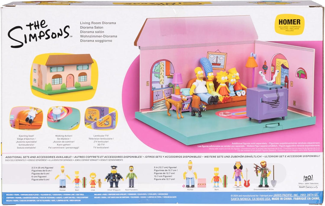 JAKKS Pacific The Simpsons Living Room Diorama Playset - Homer Simpson Collectible Playset (2.5" Scale)