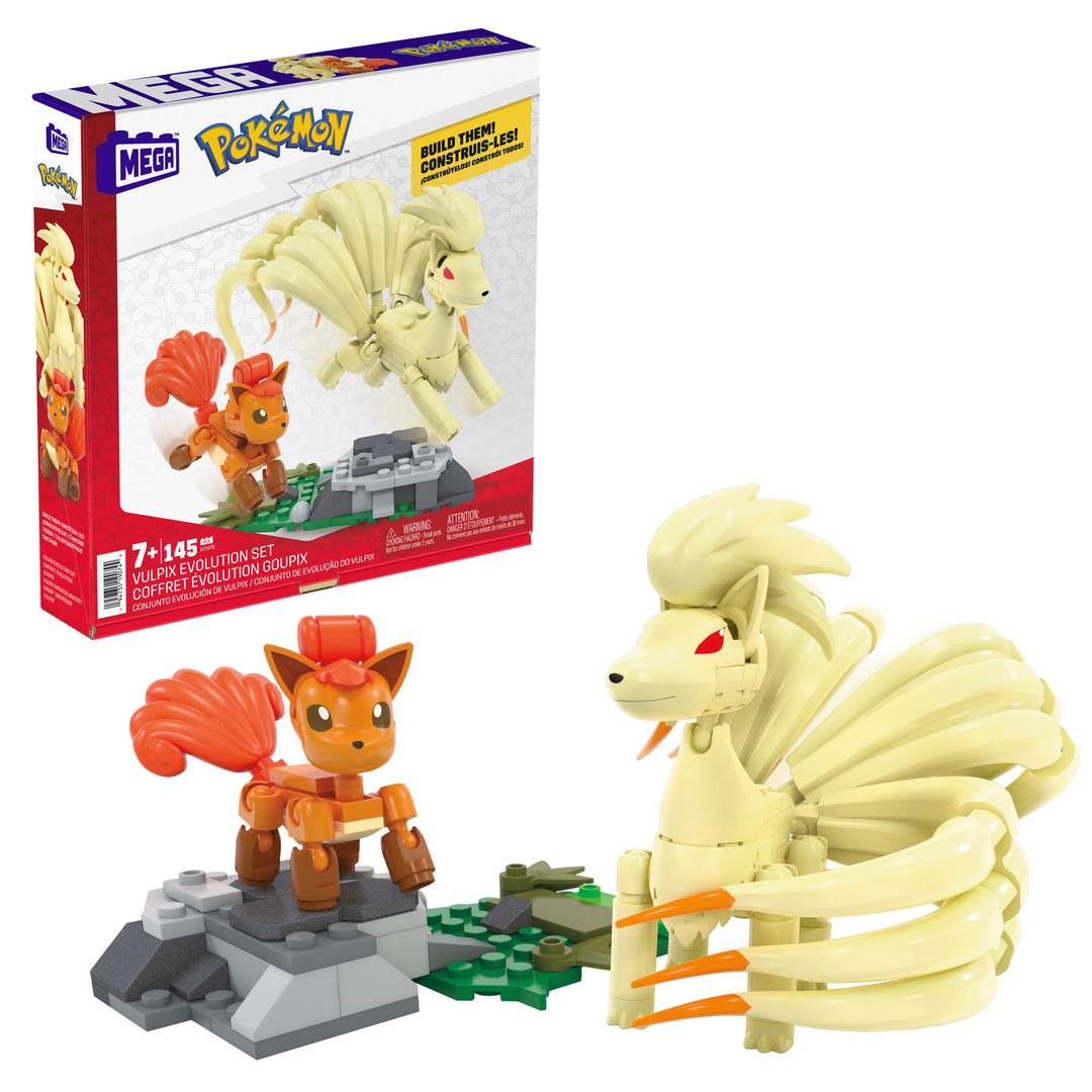 MEGA Pok�mon Action Figure Building Toys, Vulpix Evolution set with 145 Pieces and Ninetales, 2 Poseable Characters, Gift Idea for Kids, HTH79