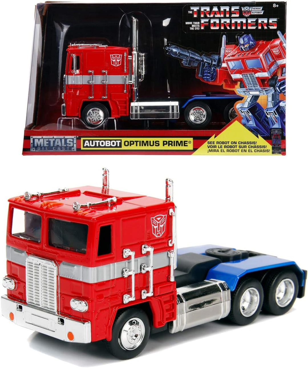 Jada Toys Transformers G1 Optimus Prime Vehicle - 1:24 Scale Die-Cast Model for Ages 3+