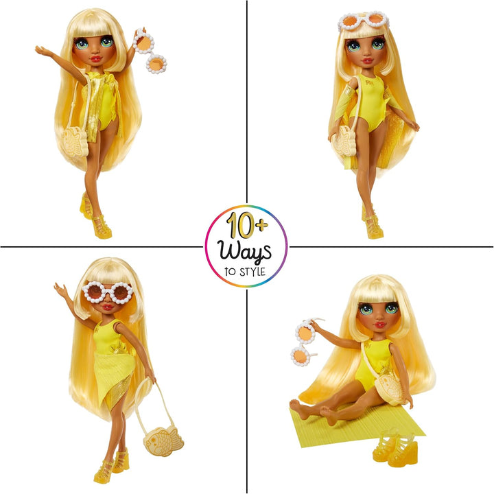 Rainbow High Swim & Style - Sunny (Yellow) - 28 cm Doll with Shimmery Wrap to St