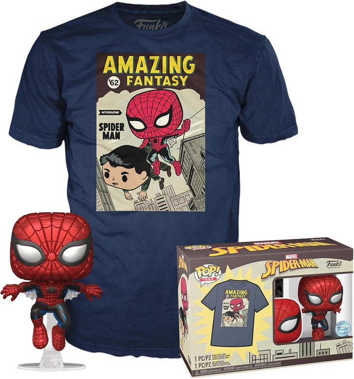 Funko Pop! & Tee Marvel Comics - Spider-Man Comic Cover Metallic Vinyl Figure & T-Shirt Bundle (77949)