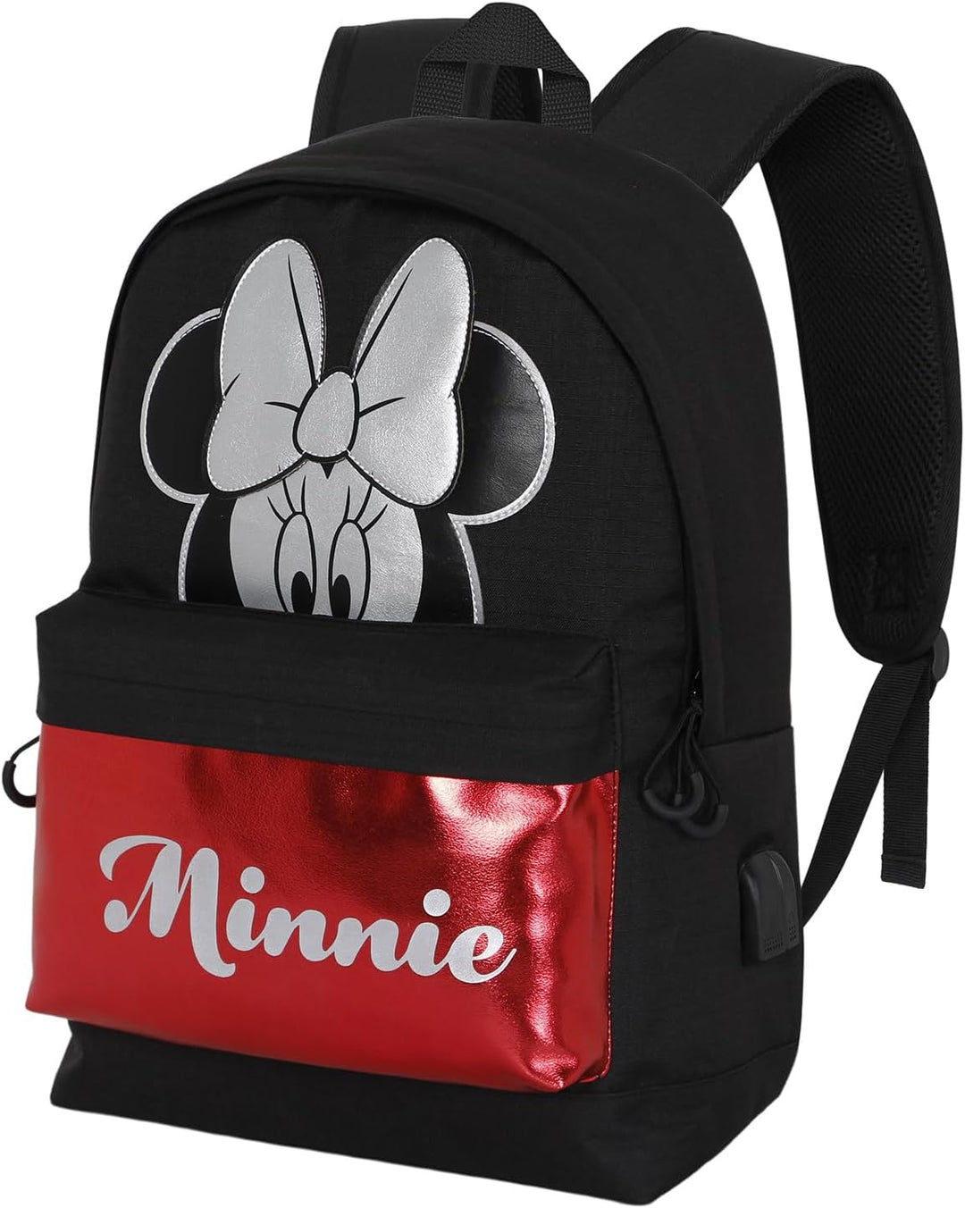 Minnie Mouse Sparkle-HS Silver Backpack, Black, 18 x 30 x 41 cm, Capacity 22 L