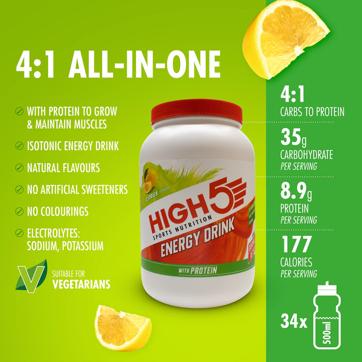 HIGH5 - Energy Drink With Protein Blend of Carbohydrates, Protein & Electrolytes (Citrus, 1.6kg)