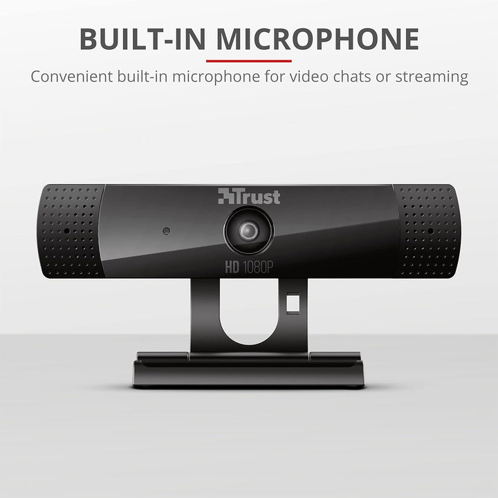 Trust Gaming GXT 1160 Vero Full HD Webcam - 1920x1080 Resolution, 30 FPS, Built-in Microphone, 8MP, Black