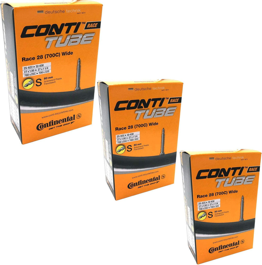 Continental Race 28 700 x 25-32c Bike Inner Tubes with Presta 60mm Valve (Set of 3)