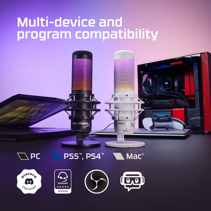 HyperX QuadCast S – RGB USB Condenser Microphone for PC, PS4, and Mac with Anti-Vibration Shock Mount, Built-in Pop Filter, and Customizable RGB Lighting