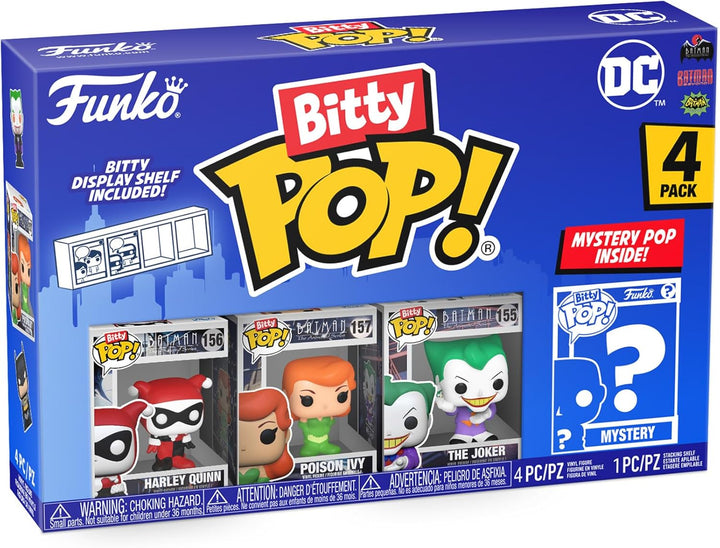 Funko DC Bitty POP! Harley Quinn, Joker, Poison Ivy & Mystery Figure Collectible Set (71313)