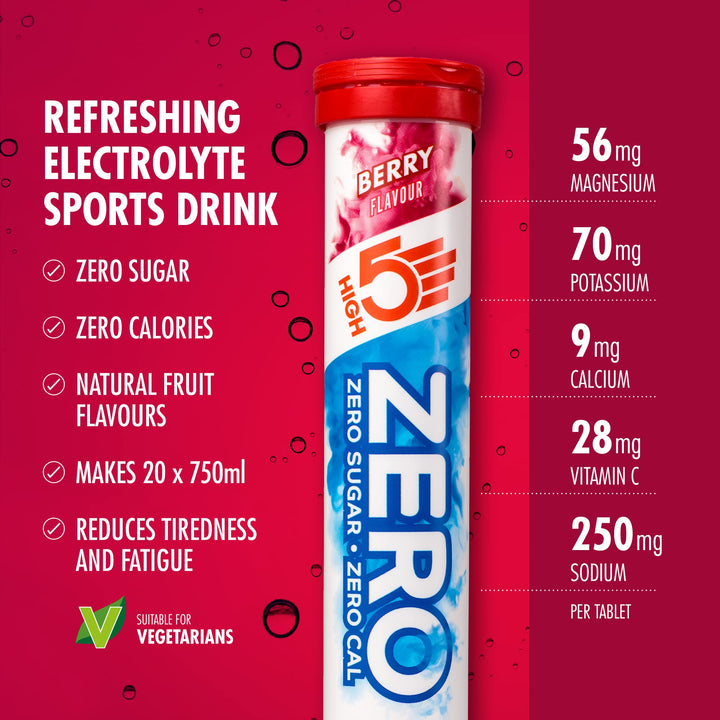 HIGH5 ZERO Electrolyte Tablets - Hydration Tablets Enhanced with Vitamin C (H5-ZBER)