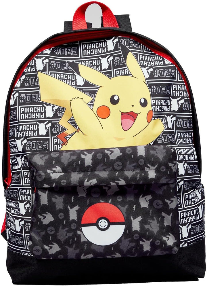 Pokemon Pikachu Pokeball Black Childrens Backpack School Bag Rucksack