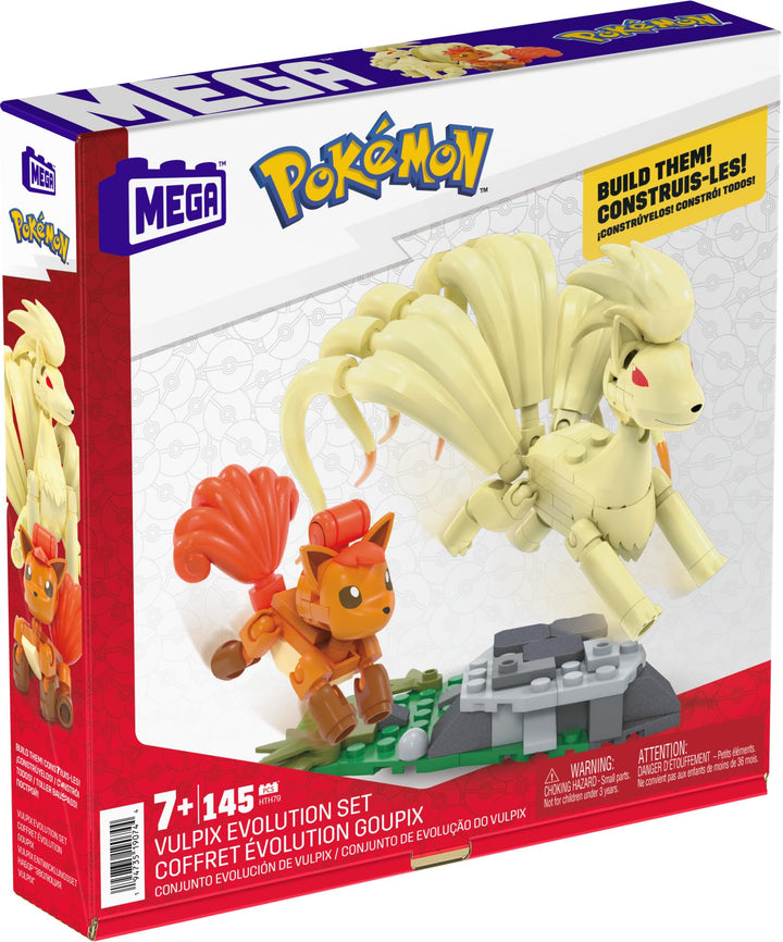 MEGA Pok�mon Action Figure Building Toys, Vulpix Evolution set with 145 Pieces and Ninetales, 2 Poseable Characters, Gift Idea for Kids, HTH79