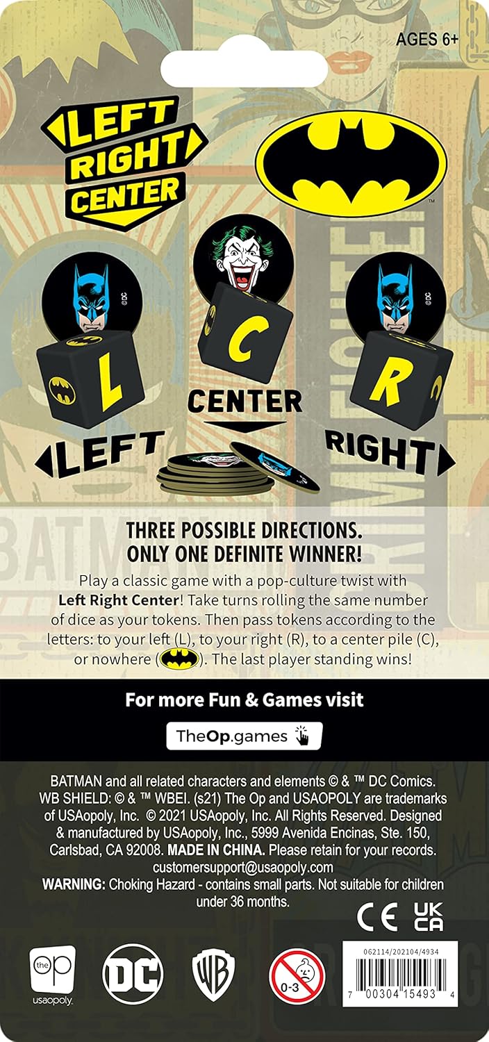 USAopoly Batman Edition Left Right Center Dice Game (LR010-103-002103-24)