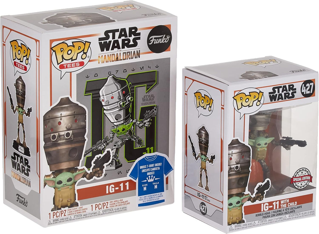 Funko Pop! Star Wars The Mandalorian - IG-11 with The Child in Satchel Vinyl Figure & Tee Set (51766)