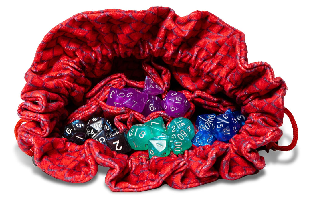 Metallic Dice Games Dragon Storm Velvet Compartment Dice Bag: Red (687700234319)