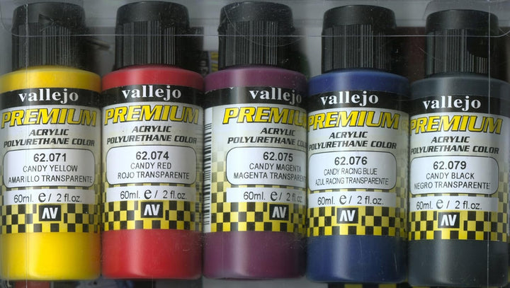 Vallejo Premium Color Candy Color Set (Set of 5) - 60 ml Bottles (Model: 72.XXX)