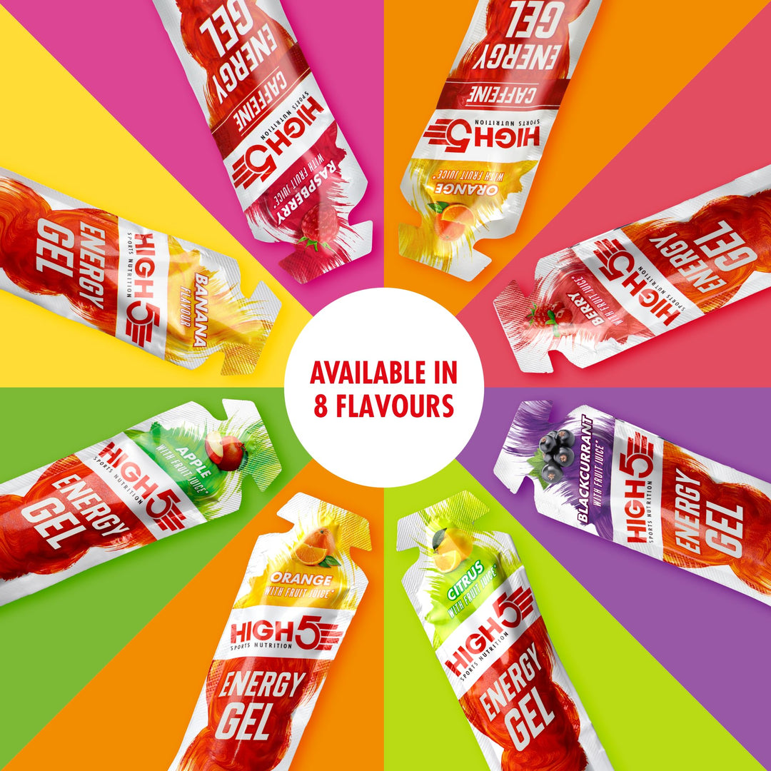 HIGH5 Caffeine Energy Gels - Quick Release Sports Gels to Power Muscles for Peak Performance - Natural Fruit Juice - On The Go Energy Boost for Running, Cycling and Endurance