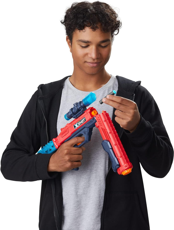 X Shot Excel - Hawk Eye Foam Dart Blaster with 16 Darts, Detachable Scope, and Tactical Grip