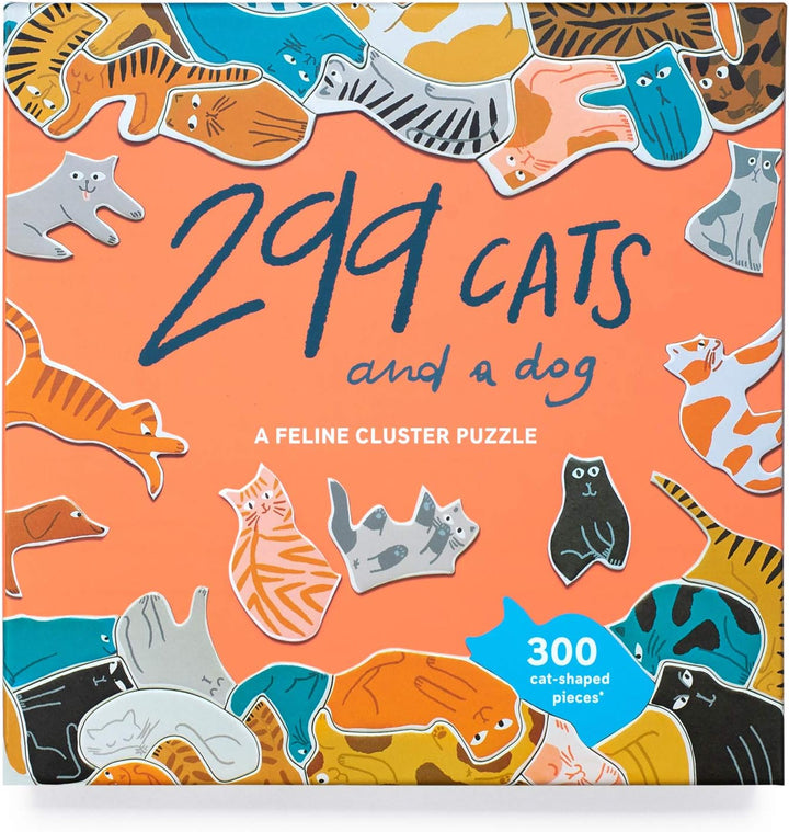 299 Cats (and a Dog): A Feline Cluster Puzzle - Unique Cat-Shaped Jigsaw Puzzle for Adults and Kids, 300 Pieces, Illustrated by Léa Maupetit