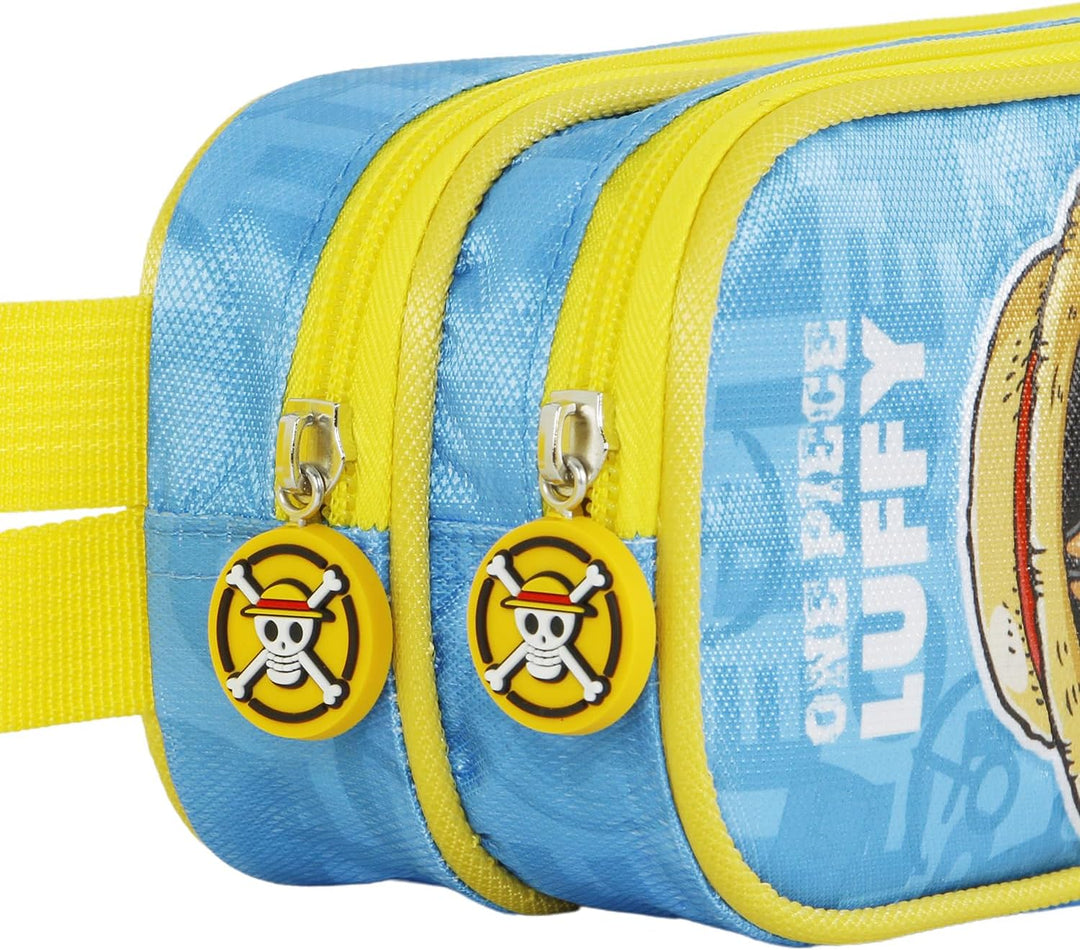 One Piece Monkey-Double Pencil Case, Blue, 22 x 9.5 cm