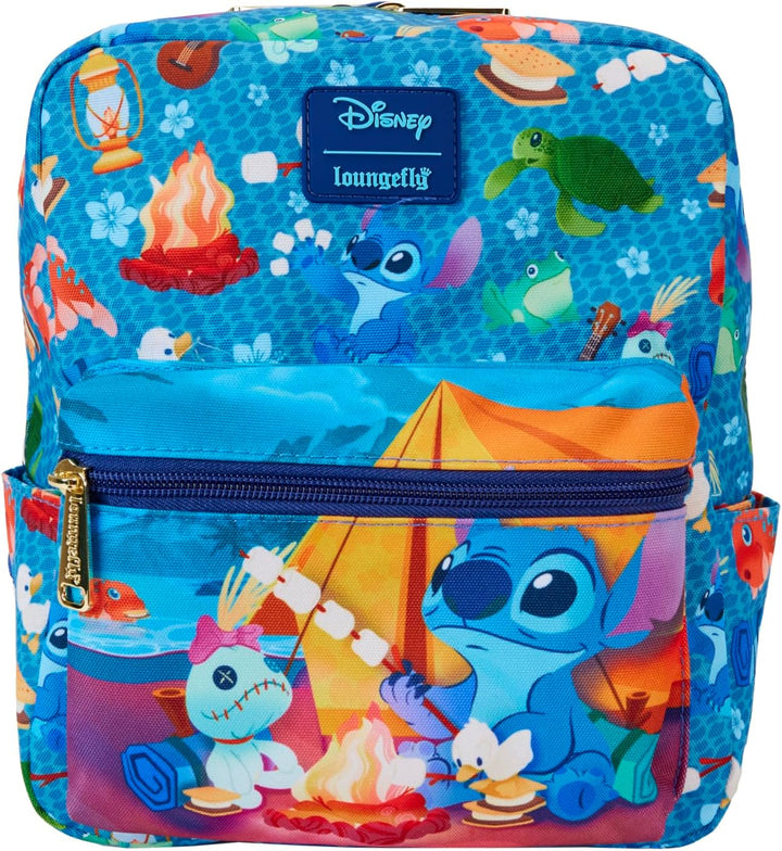 Loungefly Disney Stitch Camping Cuties AOP Nylon Square Kids Mini Backpack Multi