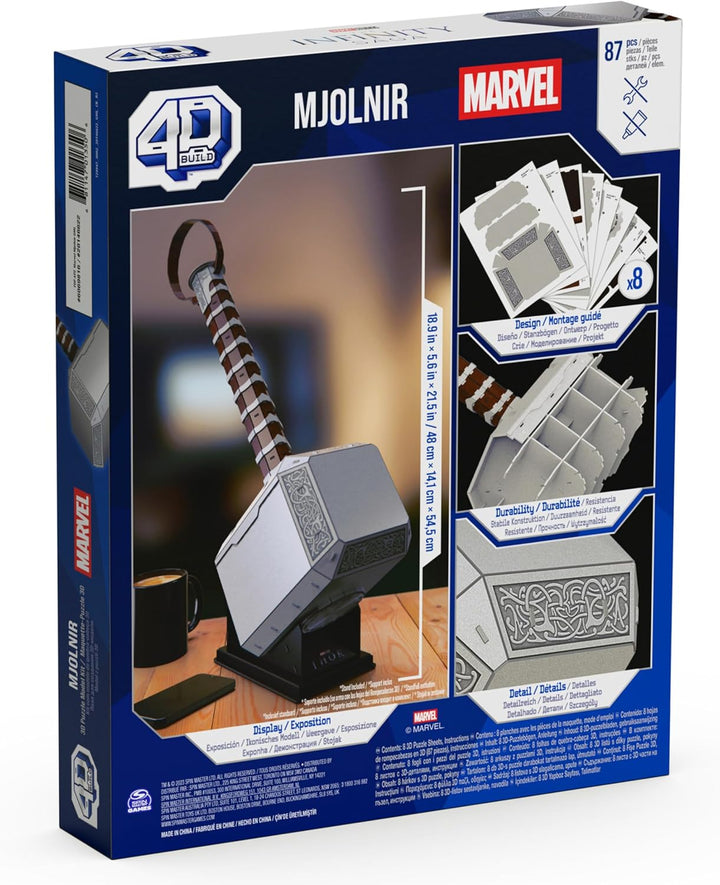 4D Build - Marvel Mjolnir Hammer Model Kit 3D Puzzle (87 Pieces)