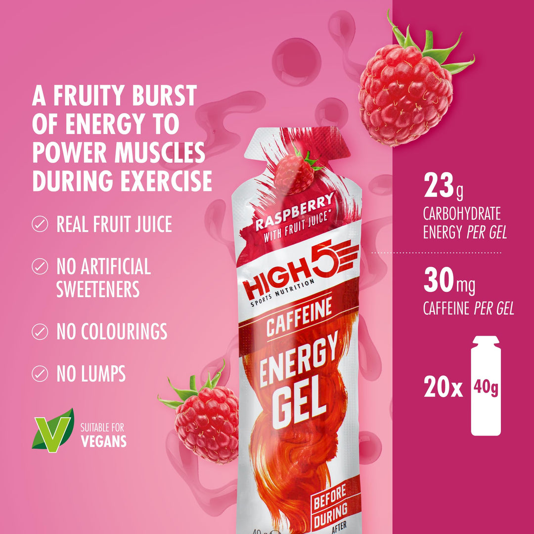 HIGH5 Caffeine Energy Gels - Quick Release Sports Gels to Power Muscles for Peak Performance - Natural Fruit Juice - On The Go Energy Boost for Running, Cycling and Endurance