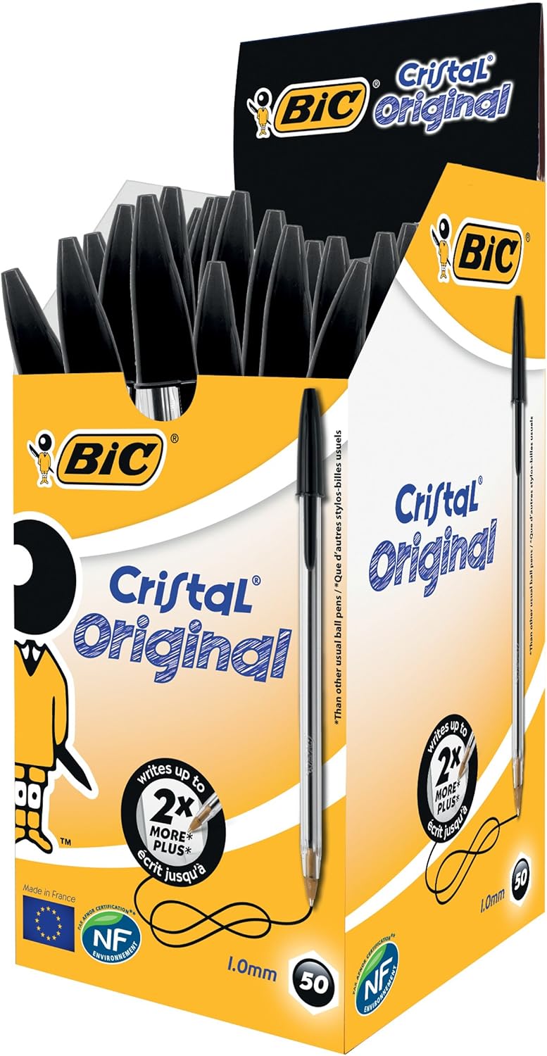 Bic - Crystal Ballpoint Pen, Medium Point, Black (Boxed 20)