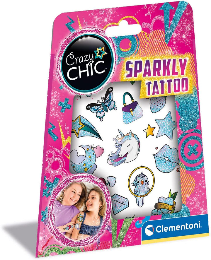 Clementoni Crazy Chic Glitter Tattoo Kit for Kids, Multicolor (2009808)