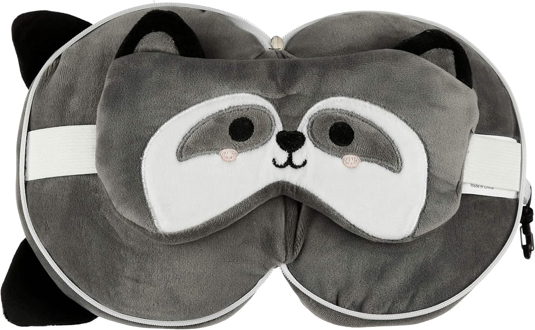 Puckator Raccoon Plush Travel Pillow & Eye Mask Combo (Multicolor)