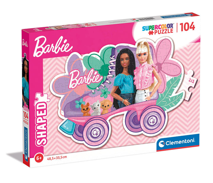 Clementoni 27164 Barbie Supercolor Shaped Barbie-104 Pieces-Jigsaw Puzzle for Kids Age 6-Made in Italy