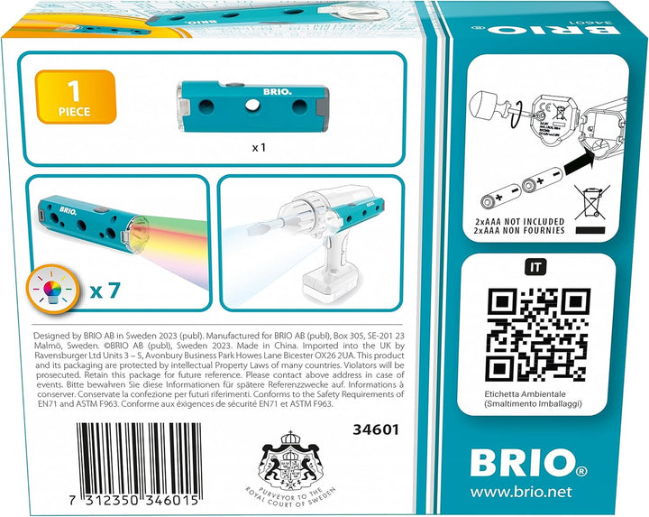 BRIO Builder Flashlight Torch - STEM Construction Toy for Kids Ages 3+ with LED Lights, Compatible with BRIO Builder Sets