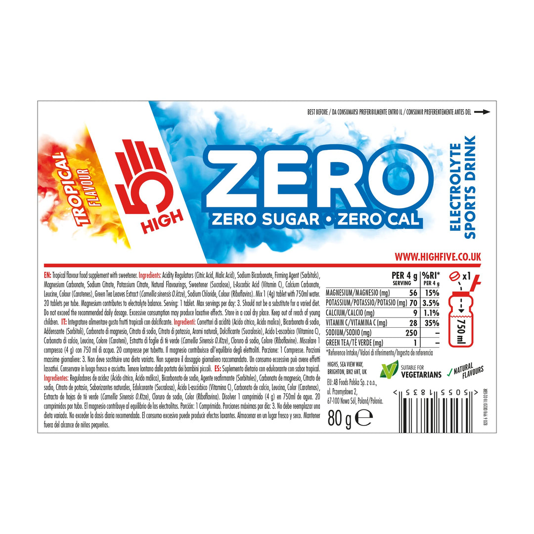 HIGH5 ZERO Electrolyte Tablets Tropical Hydration Supplement (106998064018)