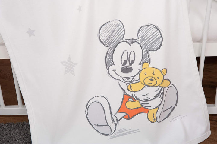 Herding - Disney Mickey Mouse Baby Blanket, 75 x 100cm, Soft Polyester, White