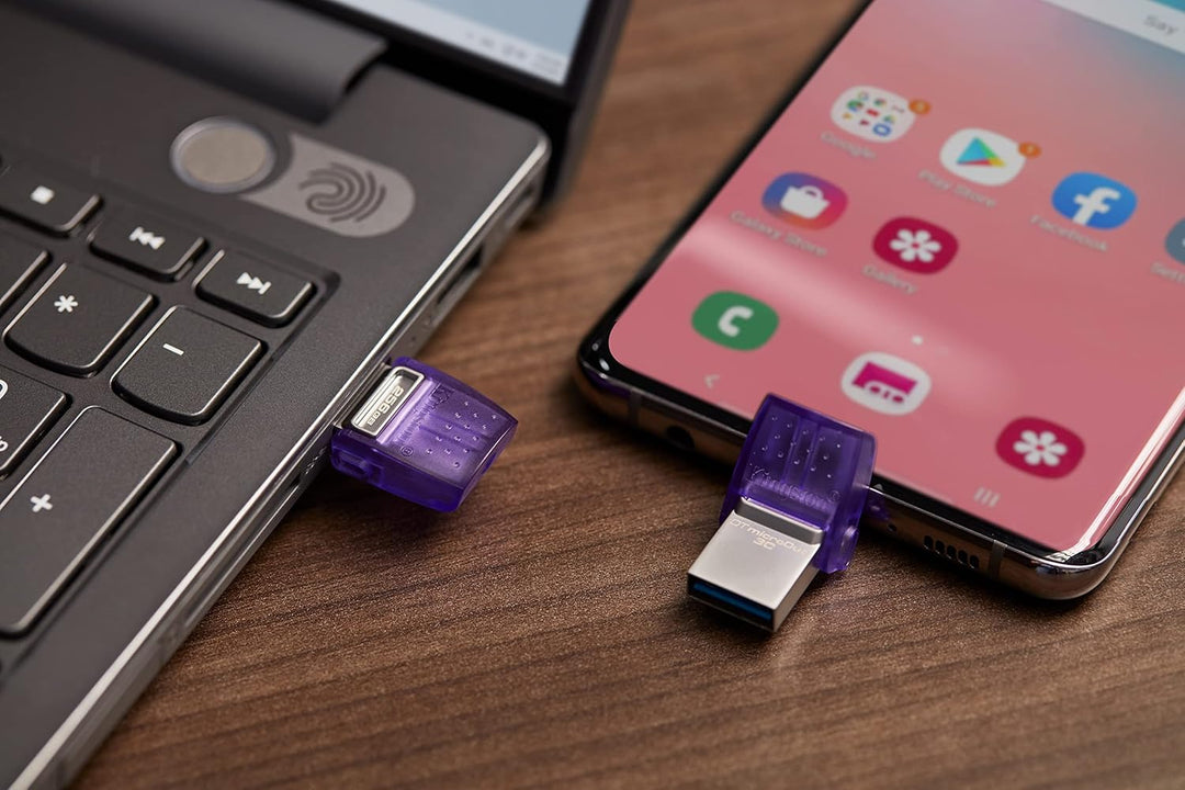 Kingston DataTraveler microDuo 3C USB Flash Drive 128GB, USB 3.2 Gen 1, Dual USB-C and USB-A Connectors