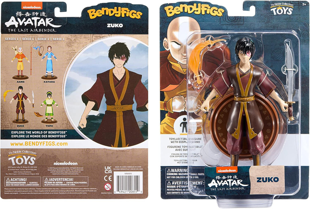 BendyFigs The Noble Collection Avatar: The Last Airbender - Zuko Bendable Posable Collectible Figure (NN8806)