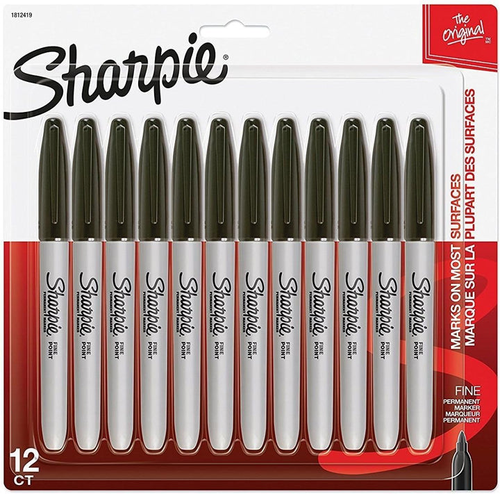 Sharpie Permanent Markers - Fine Point Black (12 Count)