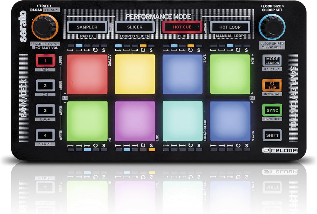 Reloop Neon USB DJ Controller - 8 Velocity-Sensitive RGB Performance Pads for Serato DJ