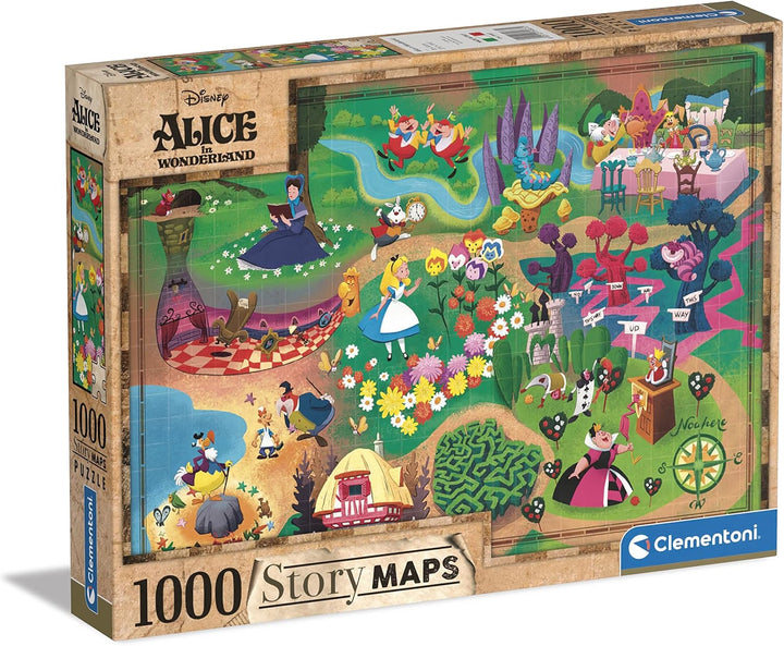 Clementoni Disney Maps Collection - Alice in Wonderland 1000-Piece Jigsaw Puzzle (39667)