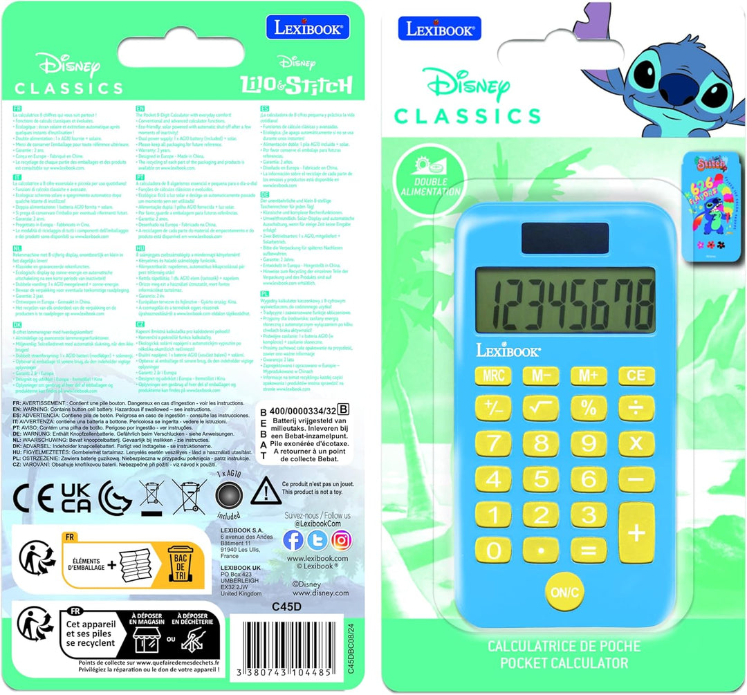 Lexibook Disney Stitch Pocket Calculator with Protection Cover (C45D)