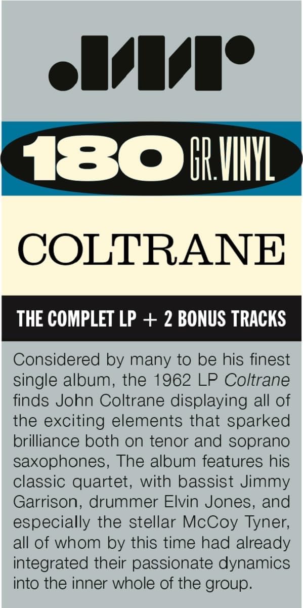 John Coltrane - Coltrane (1962 LP) - 180g Vinyl with Bonus Tracks - High-Definition Audiophile Pressing