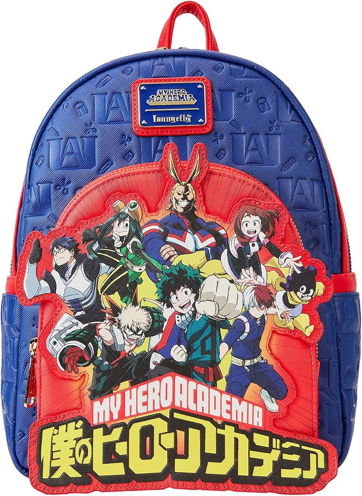 Loungefly My Hero Academia Group Debossed Logo Mini Backpack (Blue)