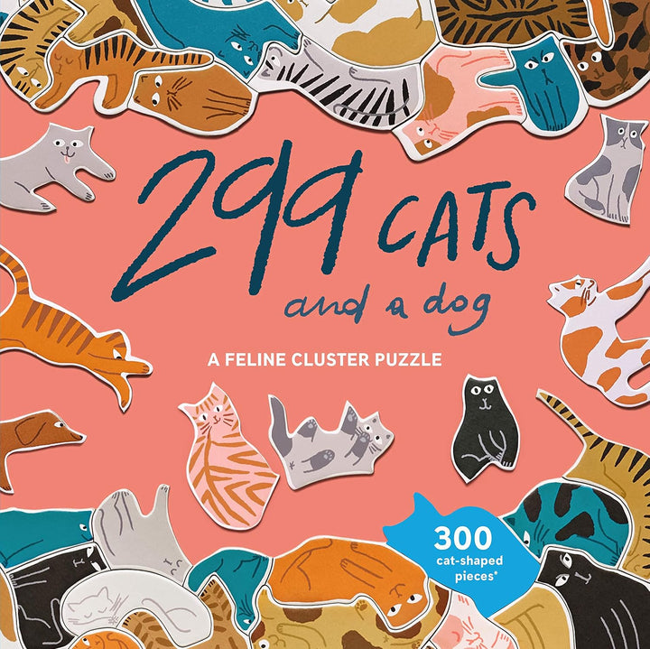 299 Cats (and a Dog): A Feline Cluster Puzzle - Unique Cat-Shaped Jigsaw Puzzle for Adults and Kids, 300 Pieces, Illustrated by Léa Maupetit